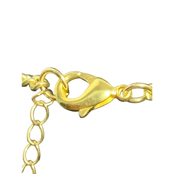 Vintage 15” - 18” Gold Tone & Two Tone Coral Enamel Bib Necklace (1363) - Picture 6 of 6